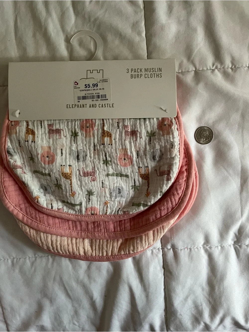 Pink Muslin Baby Bibs - 3 Pack